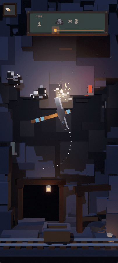 Another pick strike in the mine, sparks off the ore.